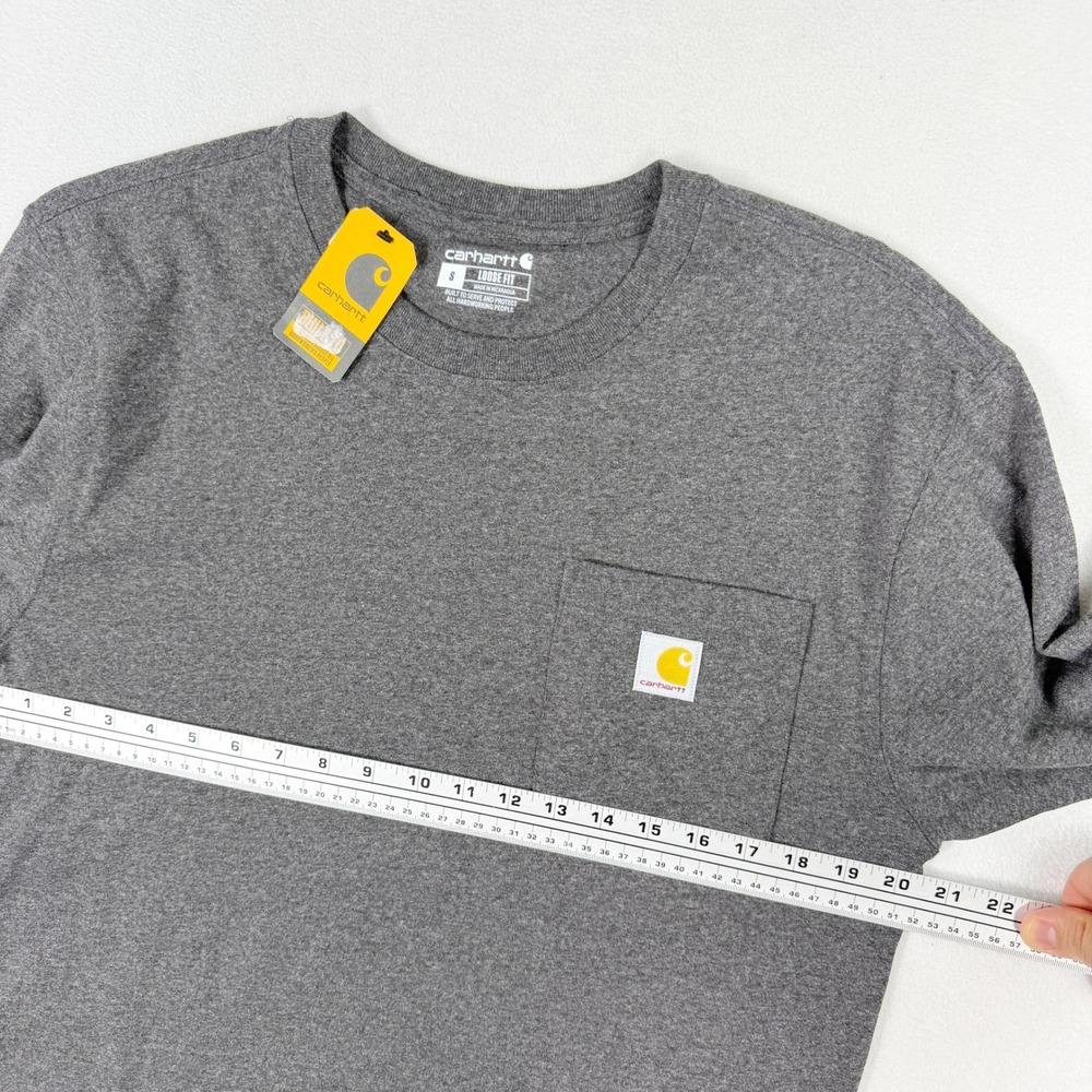 Carhartt Long Sleeve Pocket Tee Size S Mens Heather Grey NEW - Picture 4 of 6